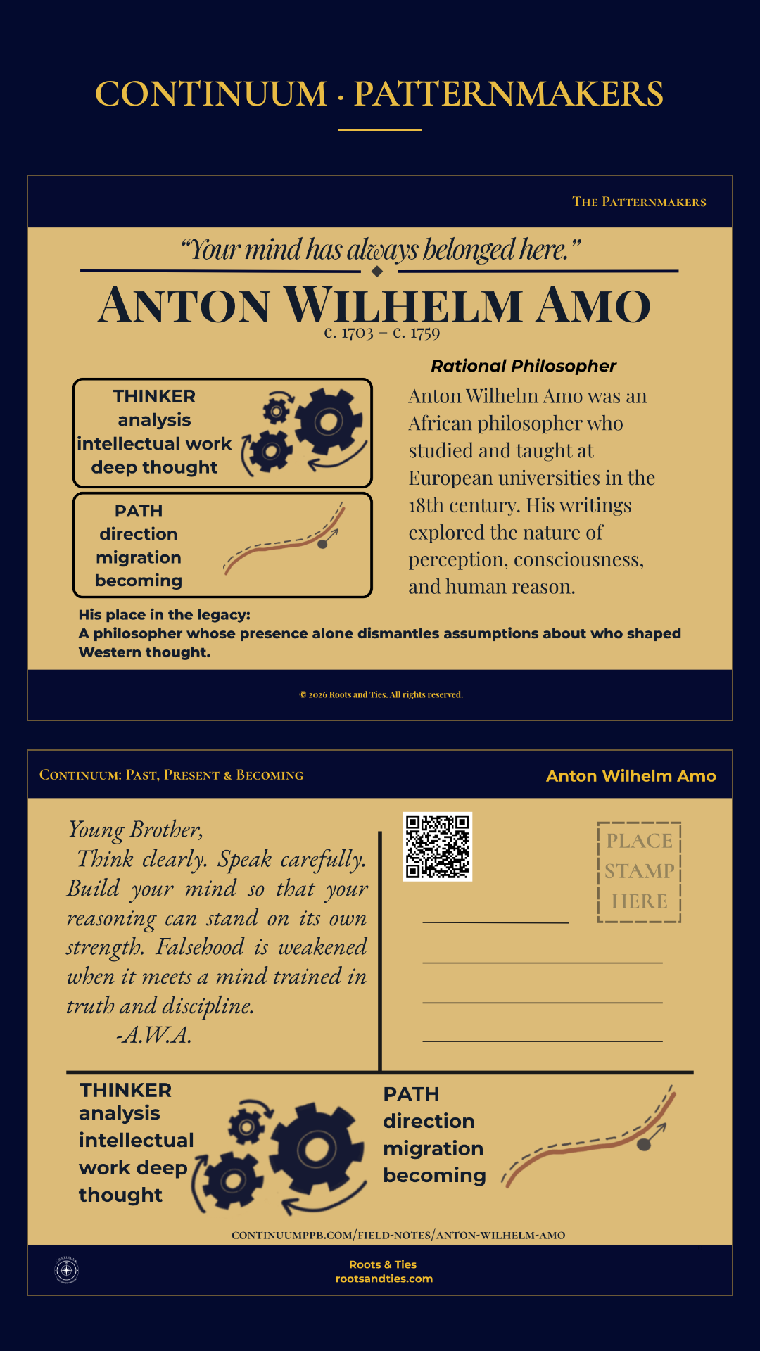 Anton Wilhelm Amo digital postcard — phone version