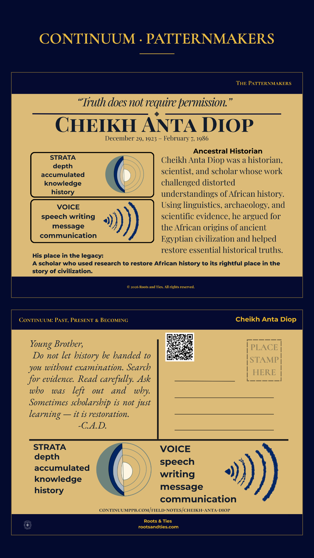 Cheikh Anta Diop digital postcard — phone version