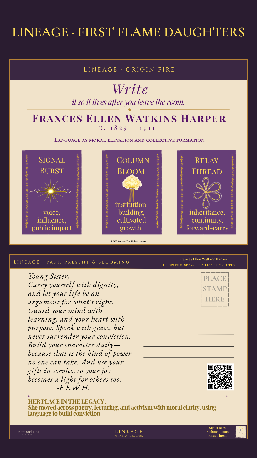 Frances Ellen Watkins Harper Digital Postcard — Lineage: First Flame Daughters