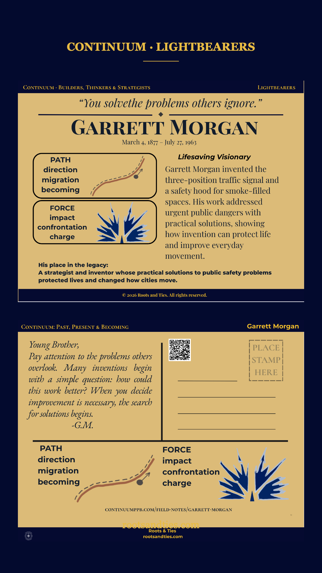 Garrett Morgan digital postcard — phone version