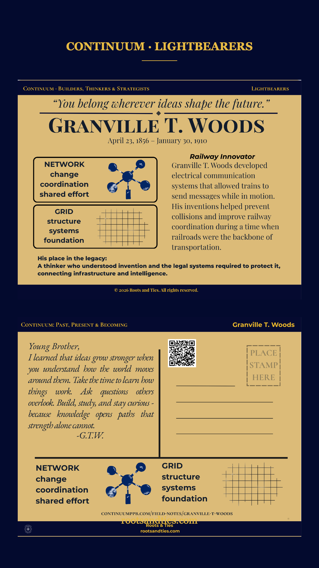 Granville T. Woods digital postcard — phone version