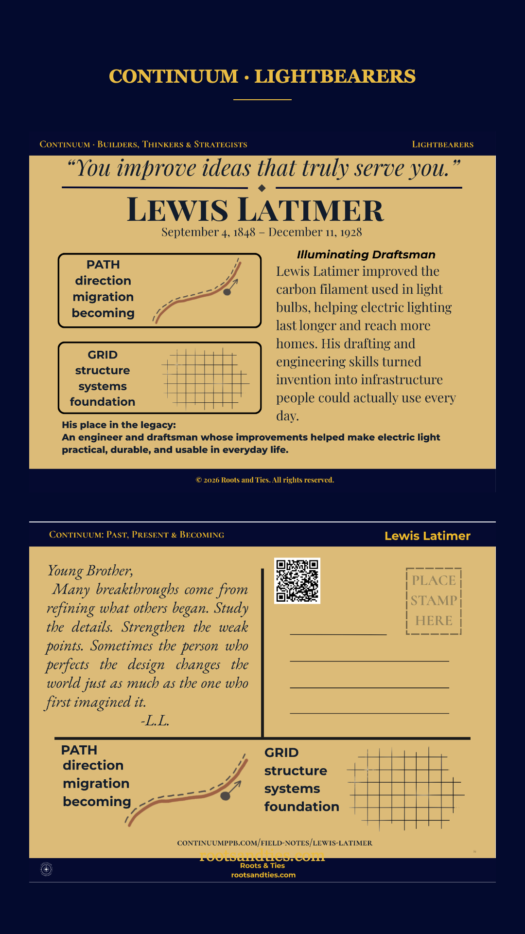 Lewis Latimer digital postcard — phone version