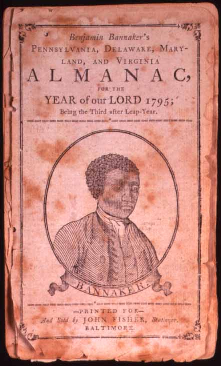Woodcut portrait of Benjamin Banneker from his 1795 almanac