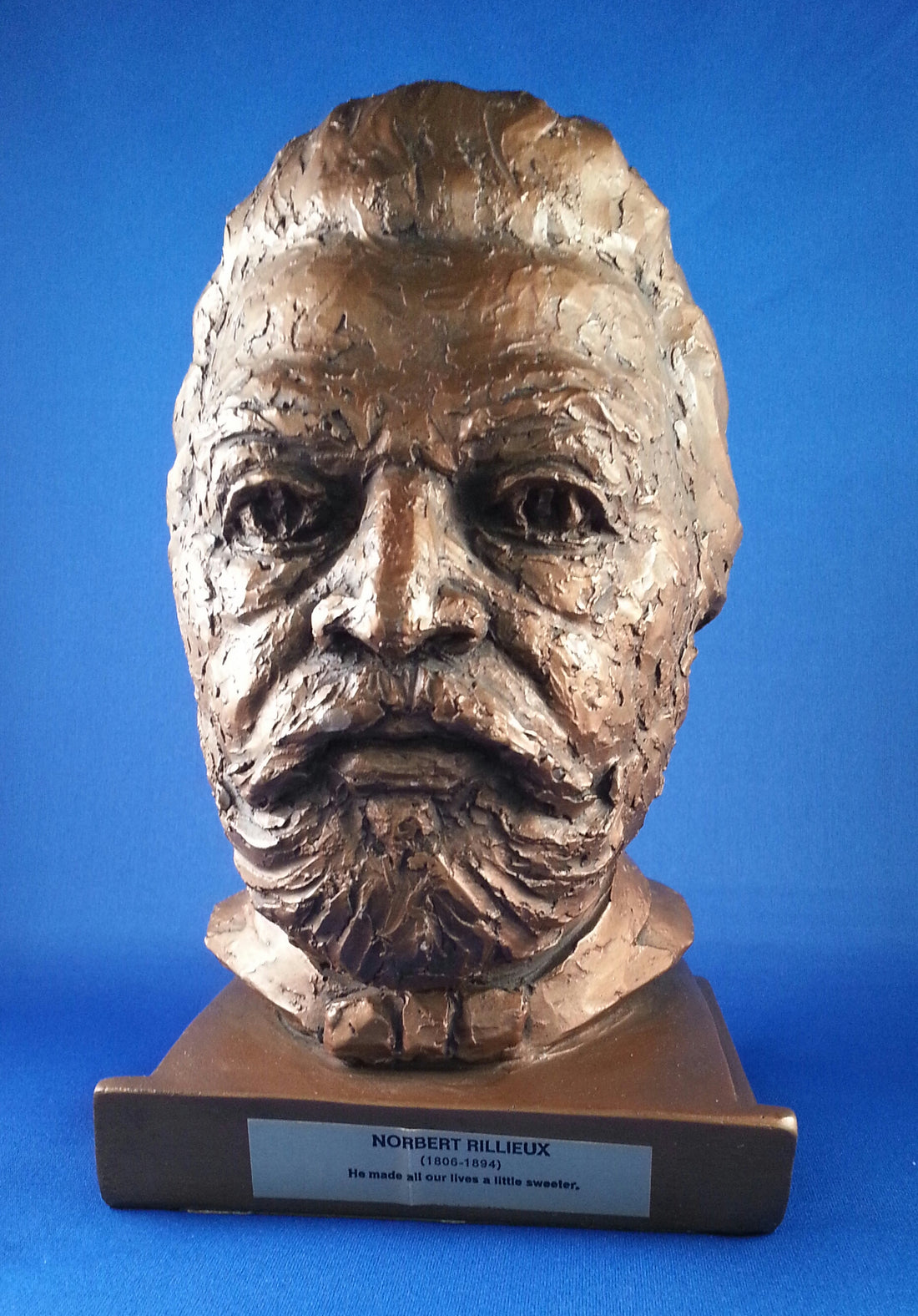 Bronze bust of Norbert Rillieux by sculptor Ruth Inge Hardison