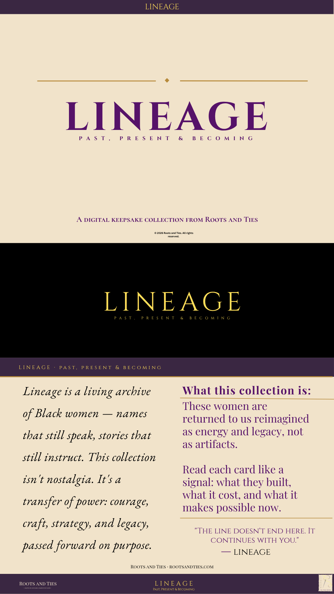 Lineage: Origin Fire digital postcard collection title card