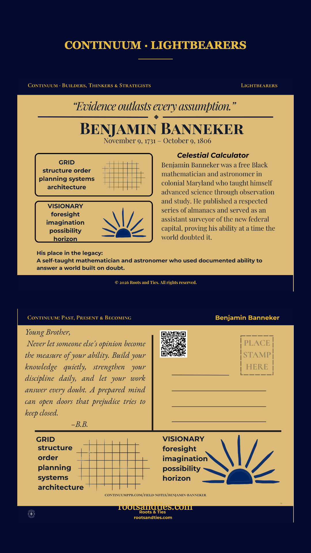 Benjamin Banneker digital postcard — phone version