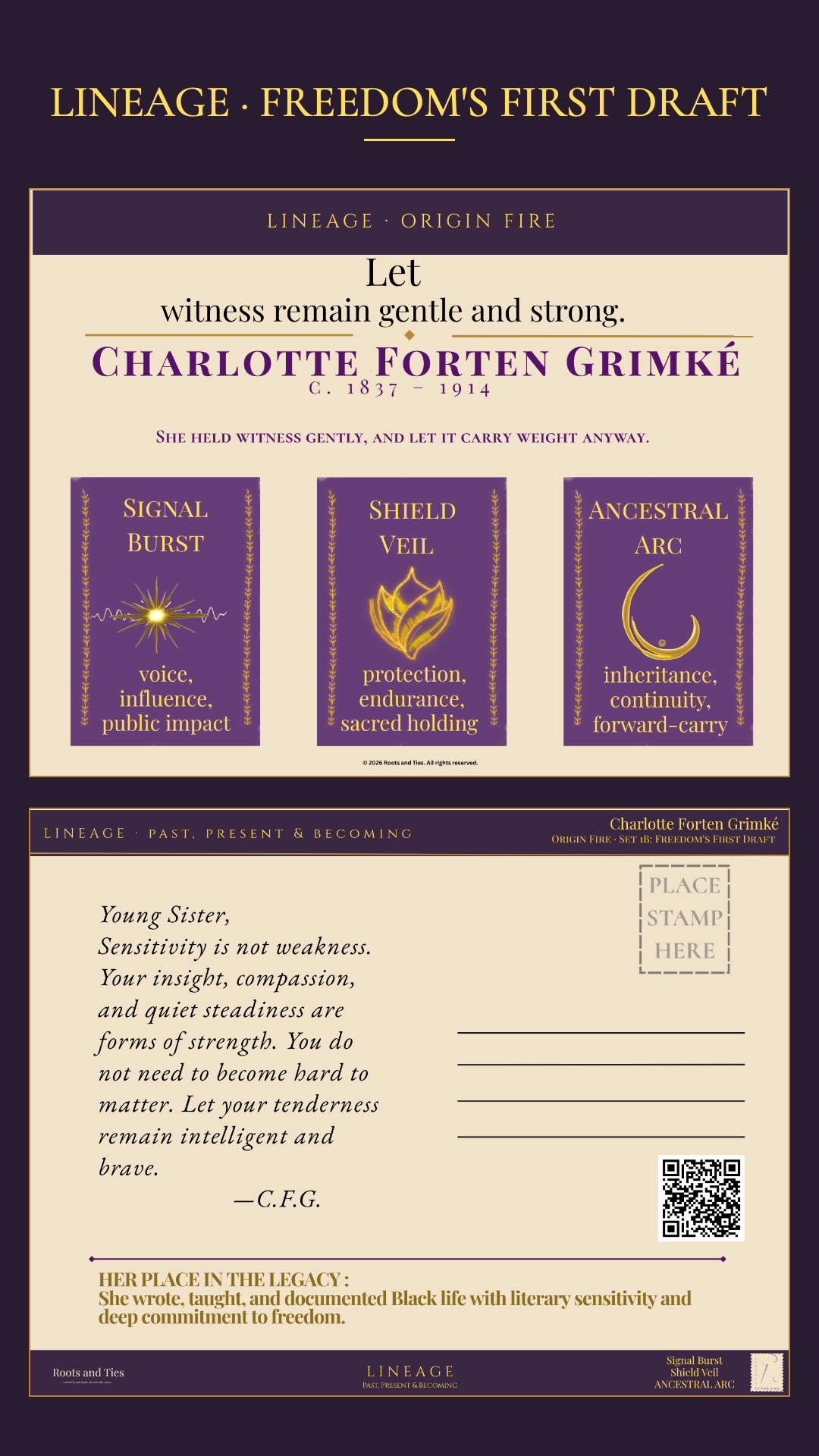 Charlotte Forten Grimké Digital Postcard — Lineage: Freedom's First Draft