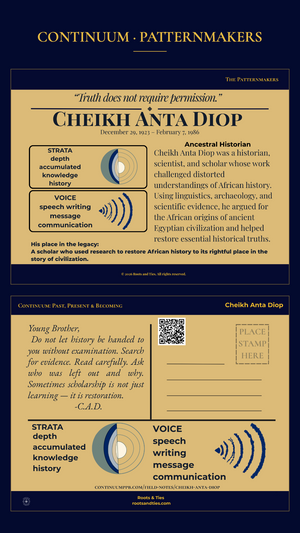 Cheikh Anta Diop digital postcard — phone version