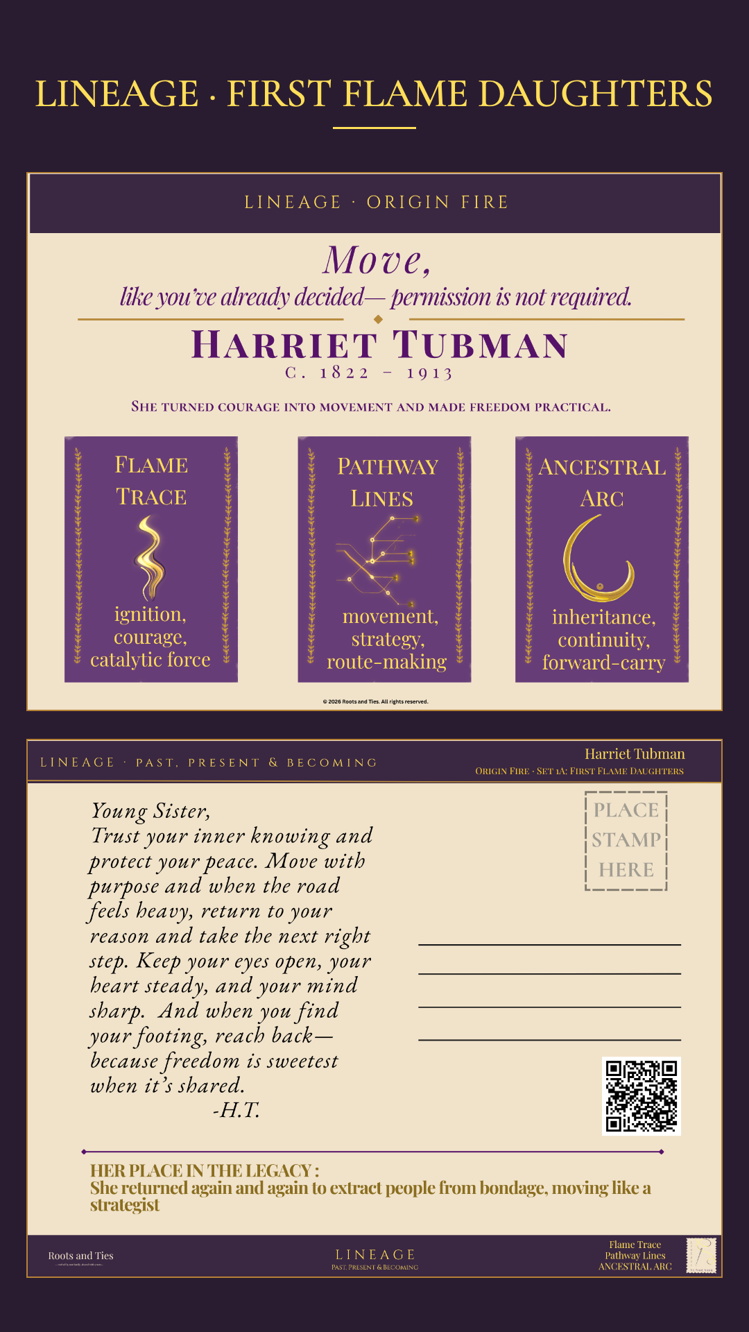 Harriet Tubman Digital Postcard — Lineage: First Flame Daughters