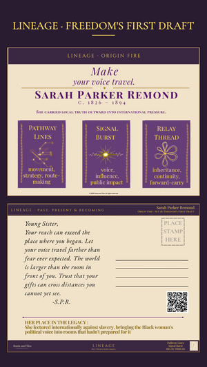 Sarah Parker Remond Digital Postcard — Lineage: Freedom's First Draft